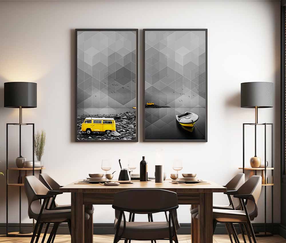 Bold Horizon Black and Yellow Frame Set