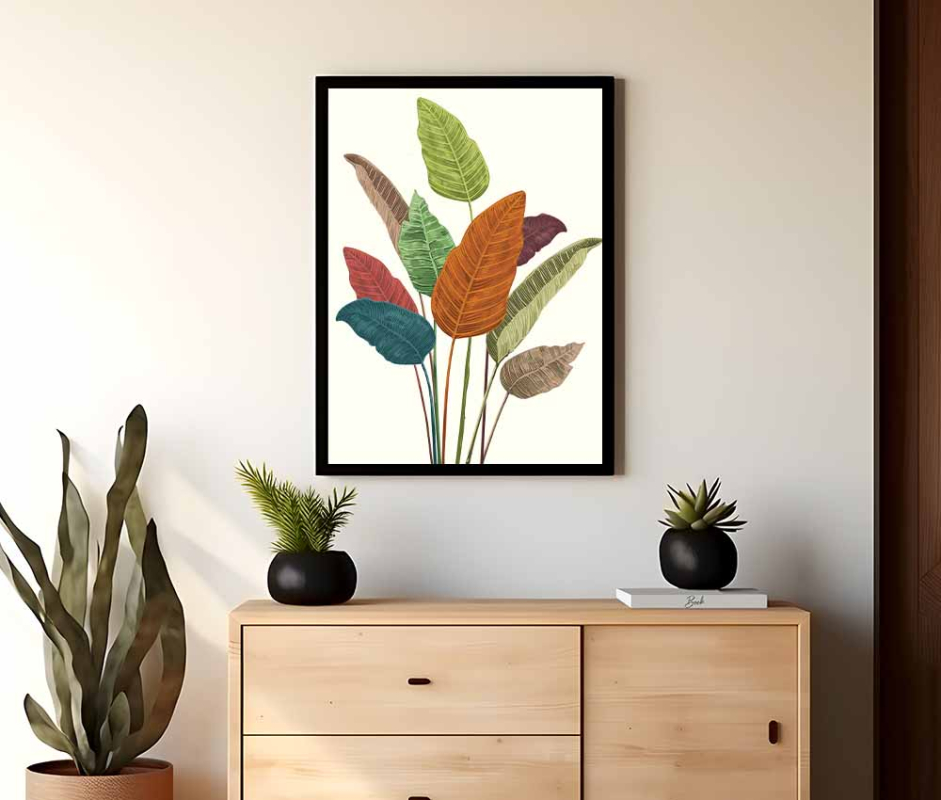 Colorful Tropical Leaves Canvas Frame