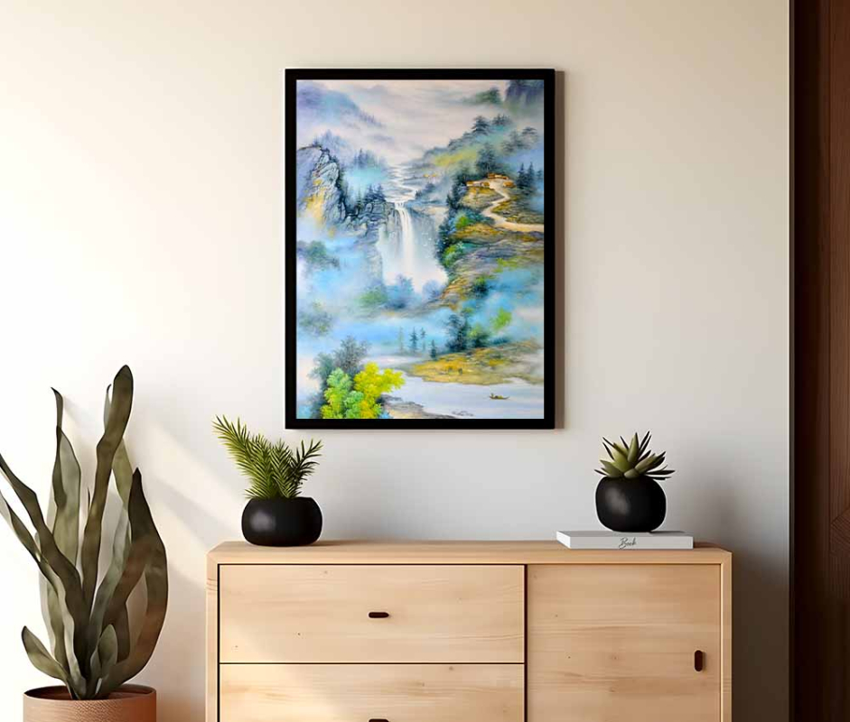 Dreamy Waterfall Landscape Frame