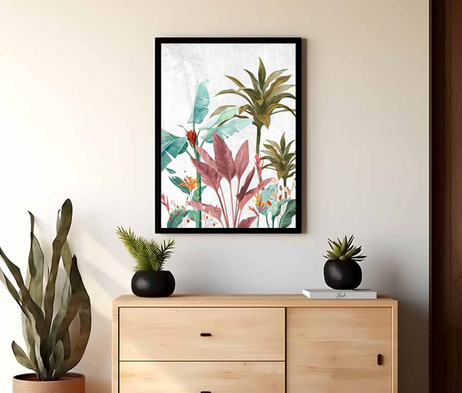 Elegant Pastel Leaf Canvas Frame