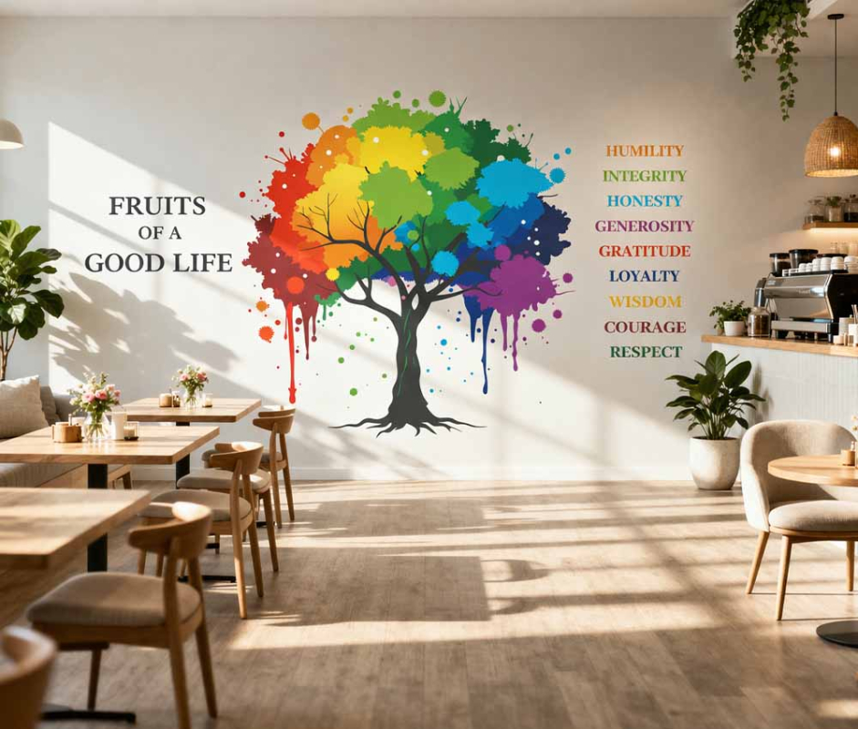 Fruits of a Good Life Values Tree Wallpaper