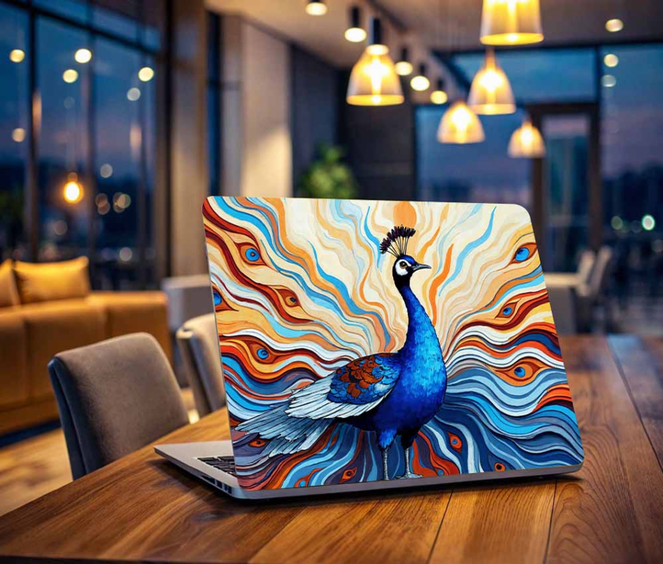 Majestic Peacock Wave Laptop Skin (UPTO 15.6" Laptop Skin Compatible with HP, Apple, Dell, Sony, Lenovo, Asus & More)