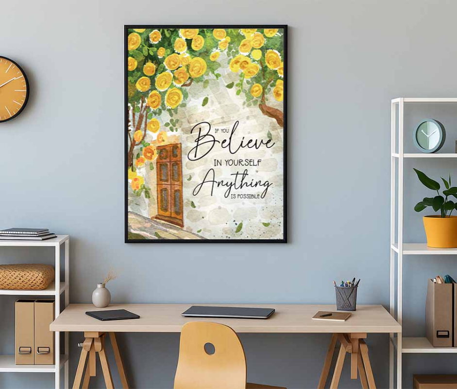 Positive Mindset Motivational Decor Canvas Frame