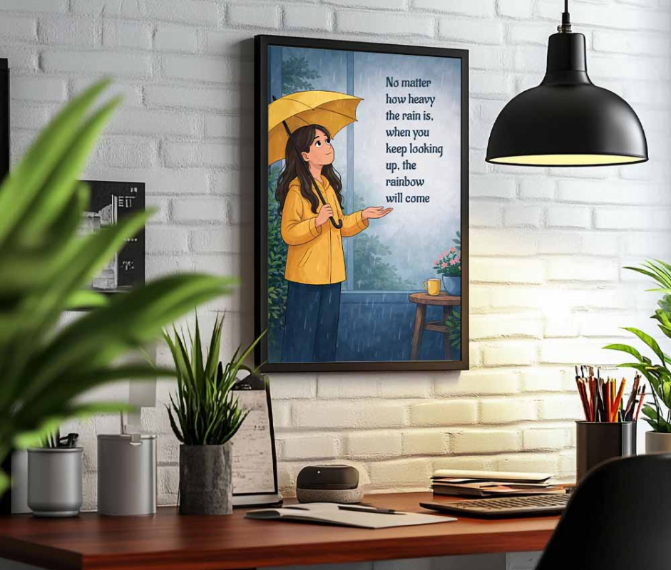 Rainy Day Positivity Wall Canvas Frame
