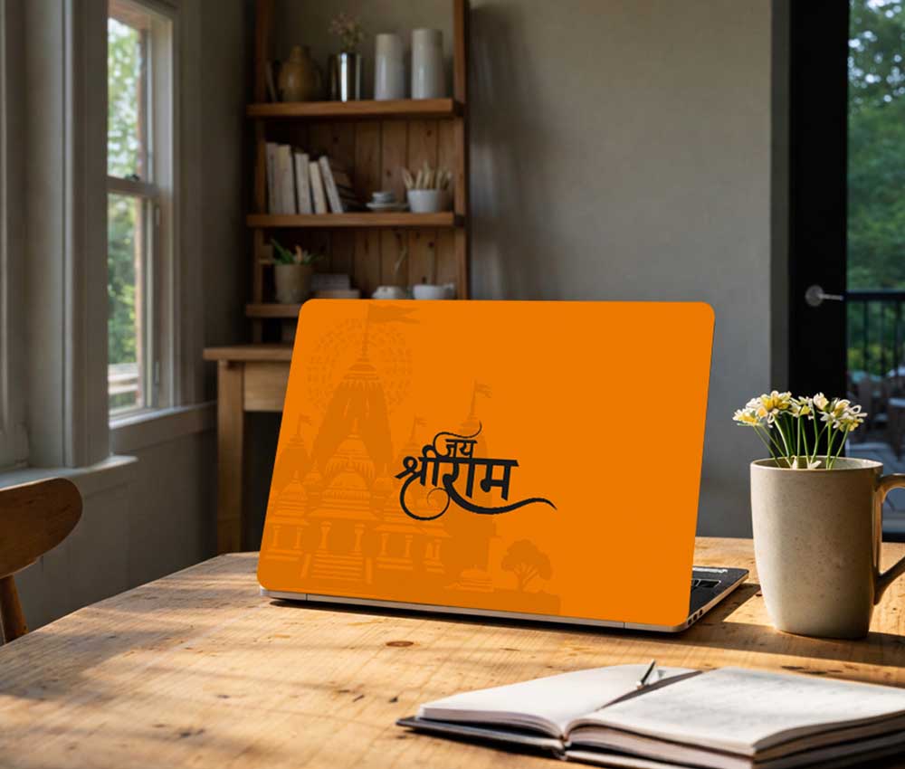 Divine Ayodhya Temple Art Laptop Skin (UPTO 15.6" Laptop Skin Compatible with HP, Apple, Dell, Sony, Lenovo, Asus & More)