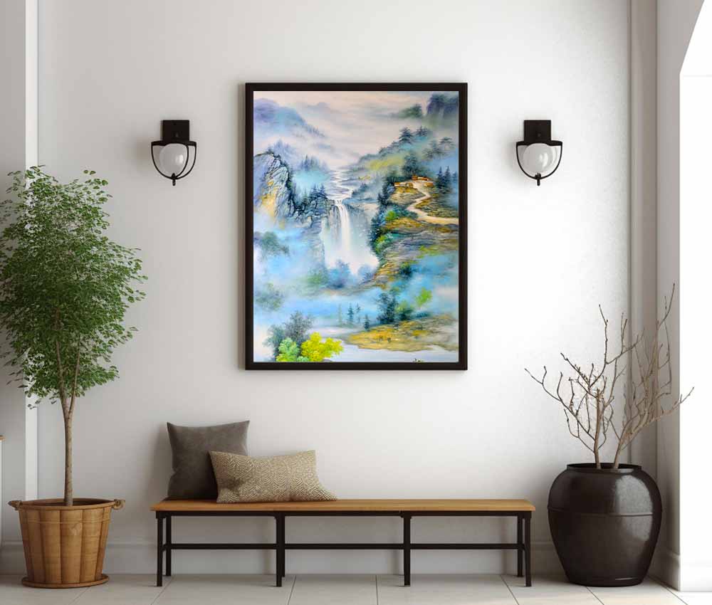 Dreamy Waterfall Landscape Frame
