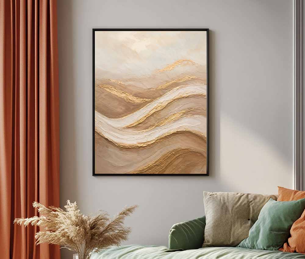 Elegant Beige Gold Wave Wall Frame