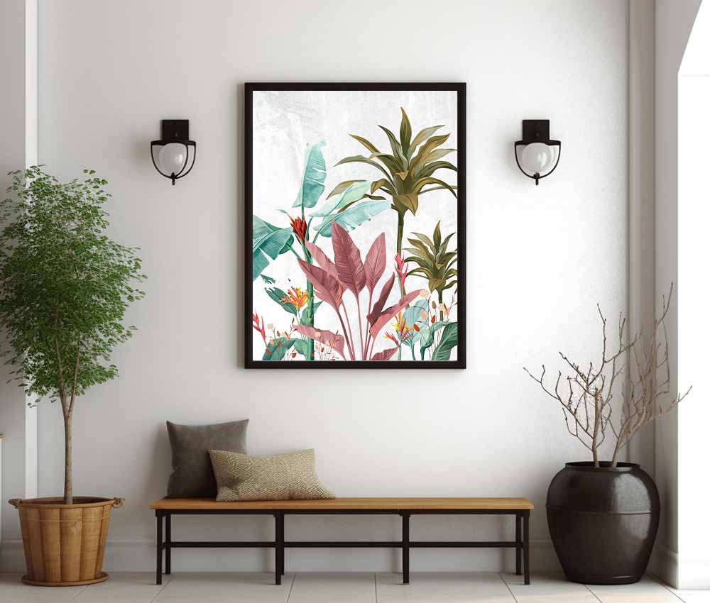 Elegant Pastel Leaf Canvas Frame