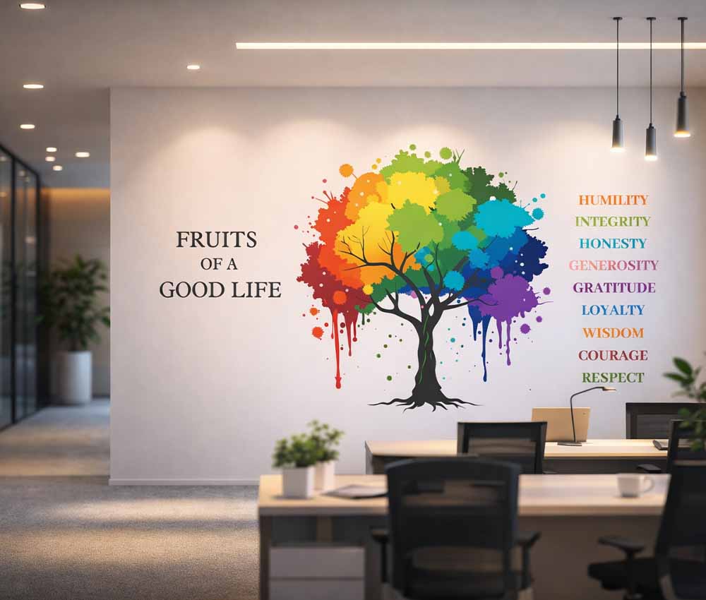 Fruits of a Good Life Values Tree Wallpaper