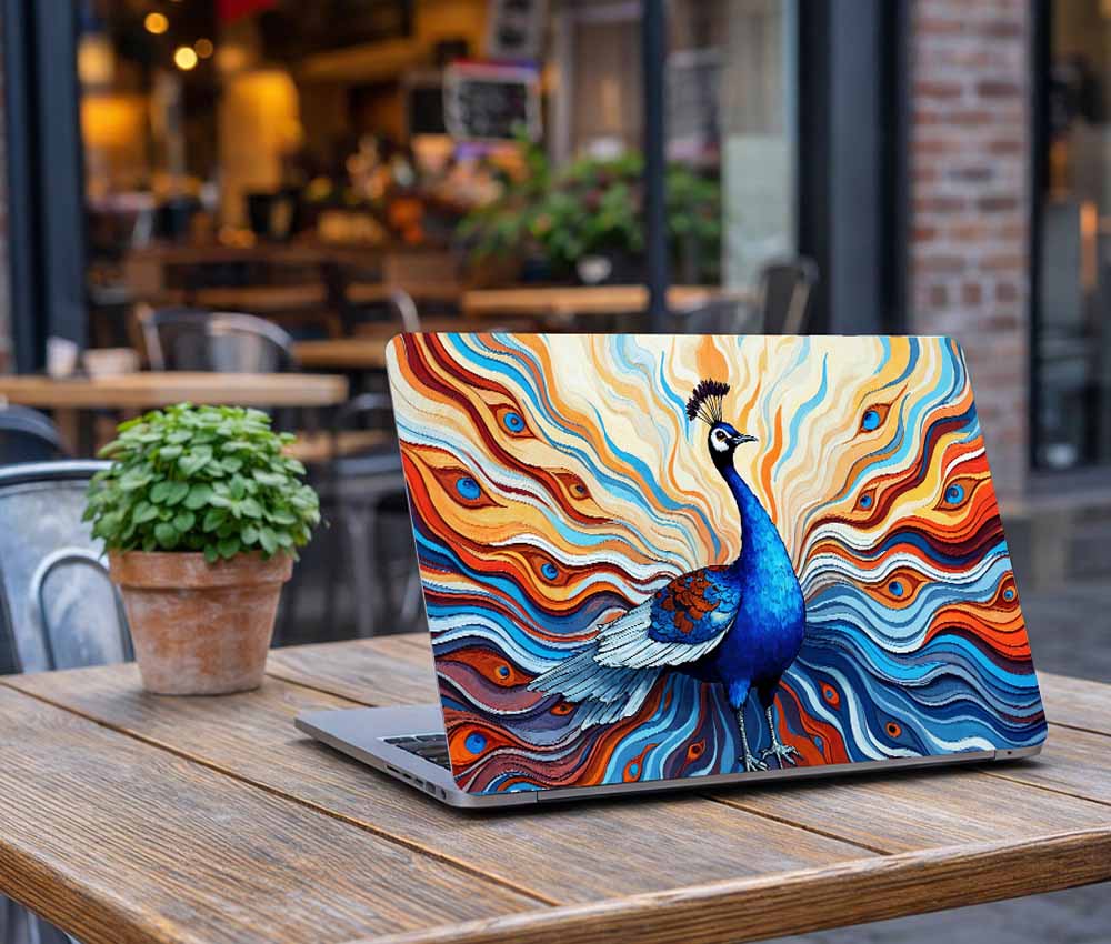 Majestic Peacock Wave Laptop Skin (UPTO 15.6" Laptop Skin Compatible with HP, Apple, Dell, Sony, Lenovo, Asus & More)