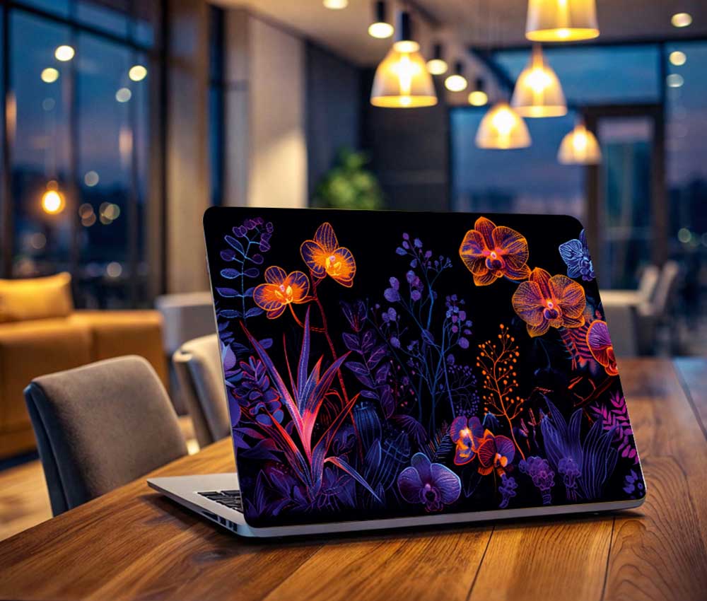 Neon Orchid Garden Glow Laptop Skin (UPTO 15.6" Laptop Skin Compatible with HP, Apple, Dell, Sony, Lenovo, Asus & More)