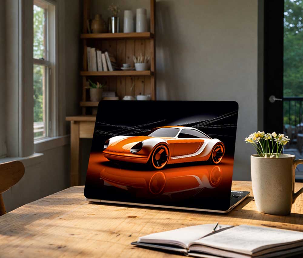 Orange Phantom Speedline Laptop Skin (UPTO 15.6" Laptop Skin Compatible with HP, Apple, Dell, Sony, Lenovo, Asus & More)