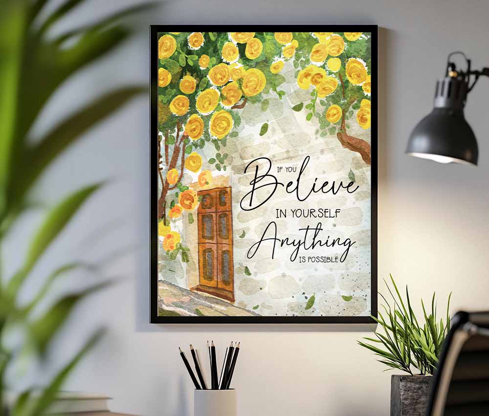 Positive Mindset Motivational Decor Canvas Frame