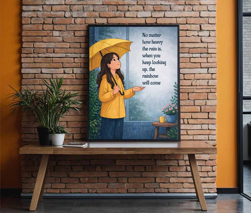 Rainy Day Positivity Wall Canvas Frame