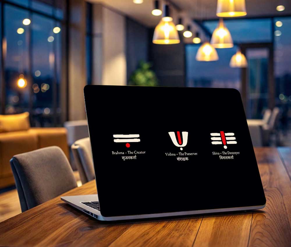 Sanatan Trimurti Aesthetic Laptop Skin (UPTO 15.6" Laptop Skin Compatible with HP, Apple, Dell, Sony, Lenovo, Asus & More)