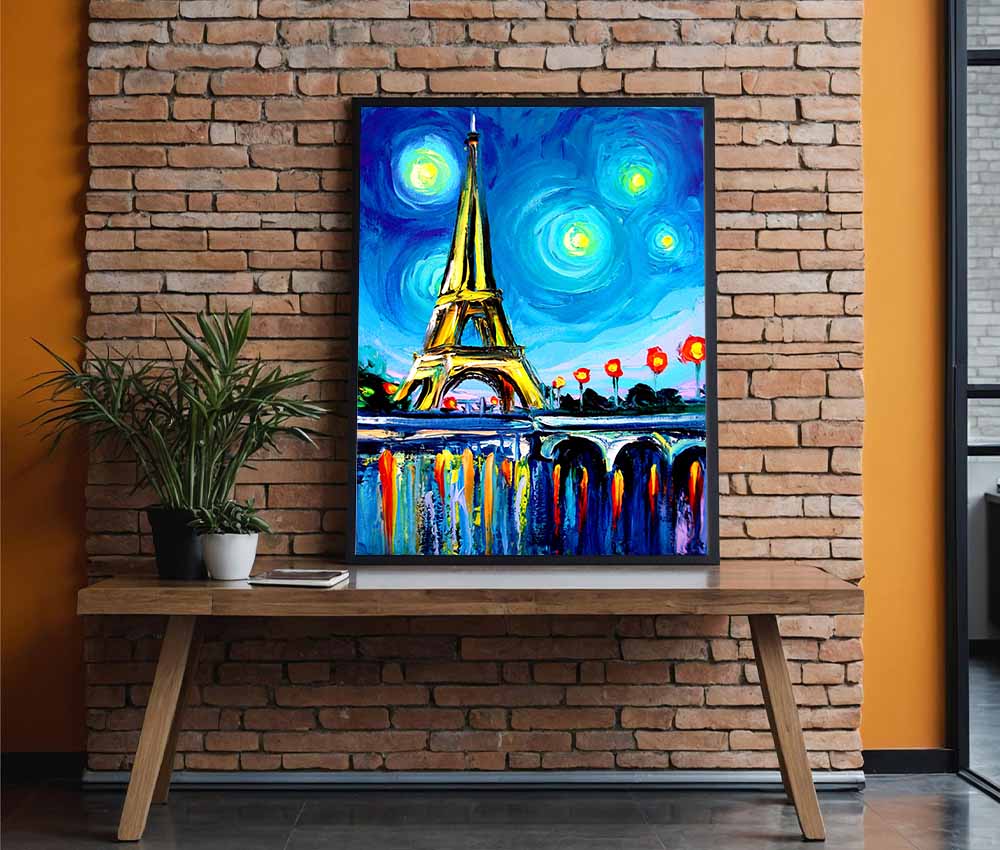Starry Night Eiffel Tower Artistic Frame