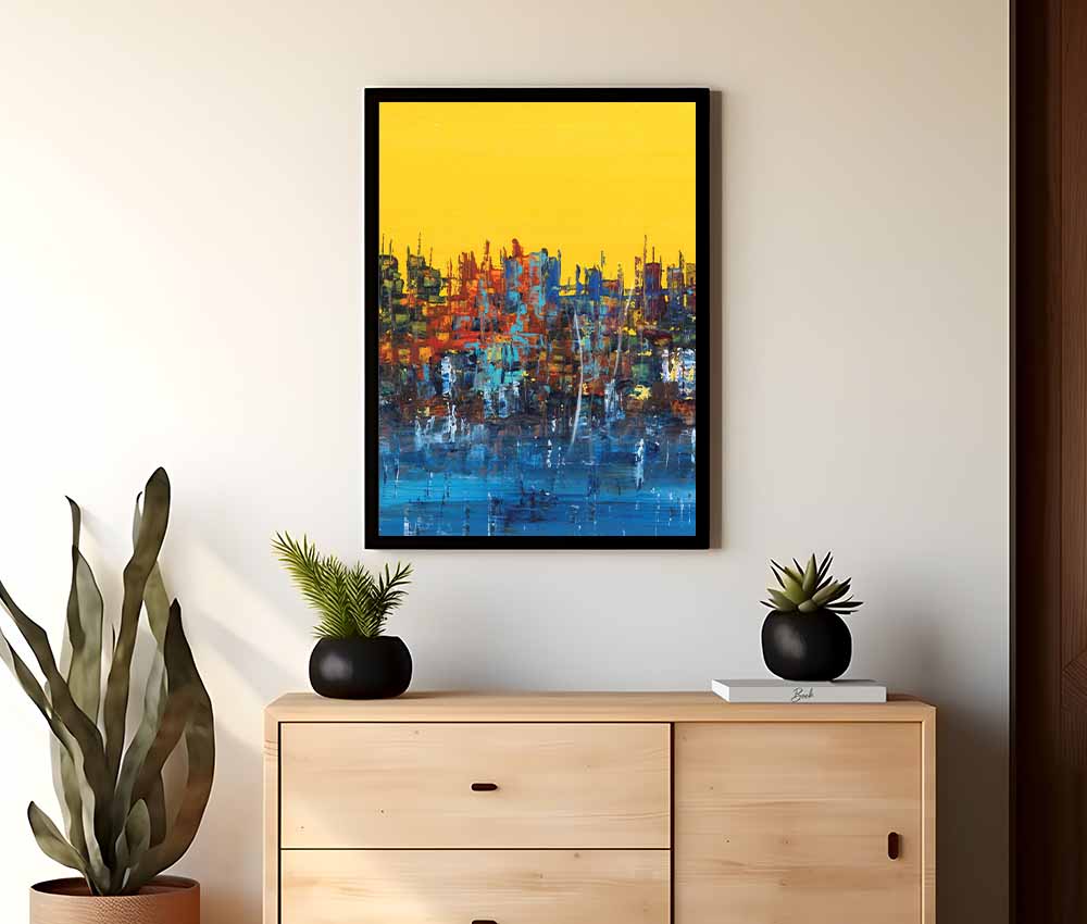 Vibrant City Reflection Frame
