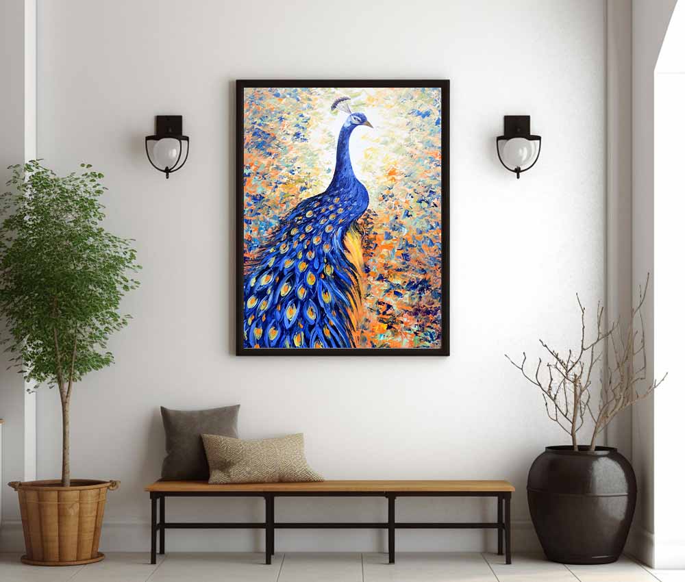 Vibrant Royal Peacock Artistic Frame